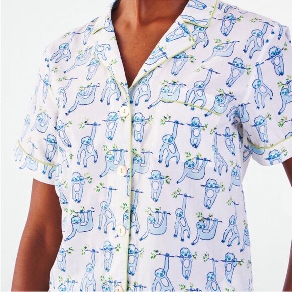 NEW NWOT Roller Rabbit Sleepy Sloth Liza Lounge Set Pants & Top Pajamas Size nXS - Picture 3 of 13